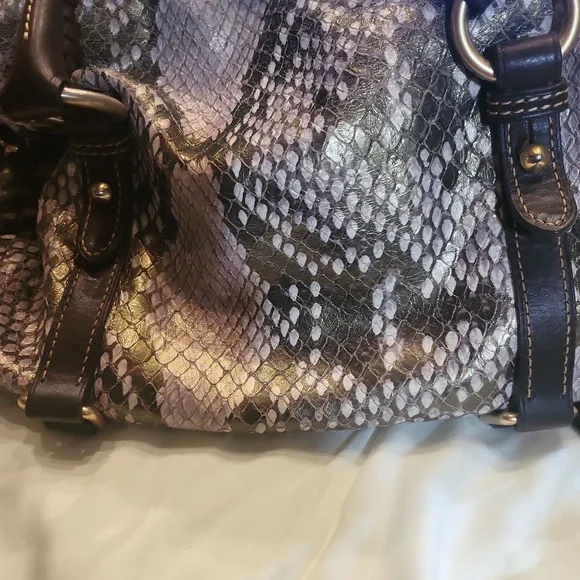 Dooney & Bourke Limited Ed.  Snake Print Large Florentine Satchel Bronze Brown - Picture 4 of 11